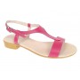 sandale dama fucsia din piele naturala cu bareta in T si toc mic S16FCS